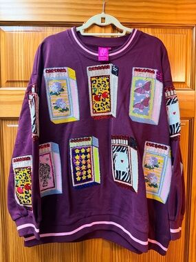 QOS Maroon Graphic Sweatshirt with Matchbox Patch Art